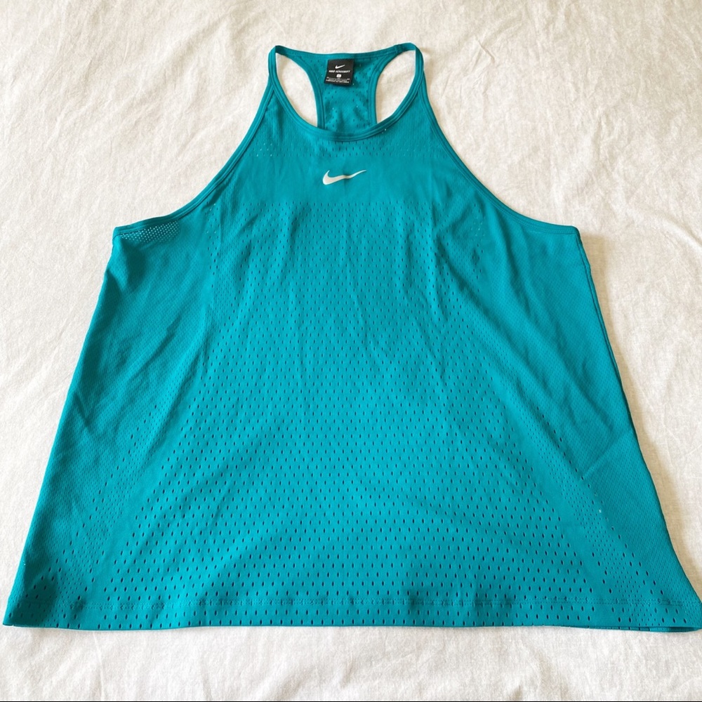 NIKE Aeroswift Dri-Fit Mesh Racerback Tank Top Teal XL NEW NWOT - Picture 2 of 7